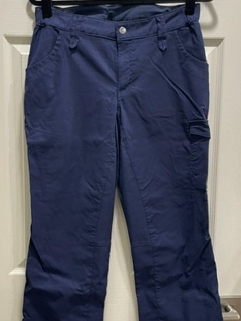 Duluth Trading Co Dry On The Fly Pants Women's 8x33 Navy Blue Cargo Straight Leg